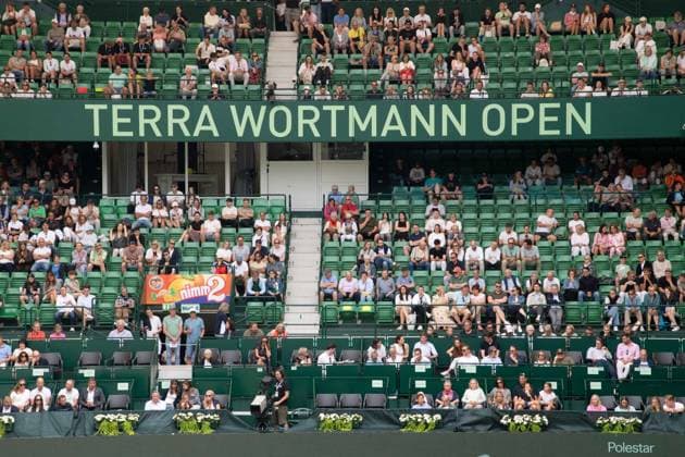 Uebersicht ueber die OWL-Arena, ehemals Gerry Weber-Stadion, Feature, Symbolfoto, Randmotiv, Tennis Terra Wortmann Open 2025 am 18.06.2025 in der OWL Arena Halle Westfalen, Deutschland. Â