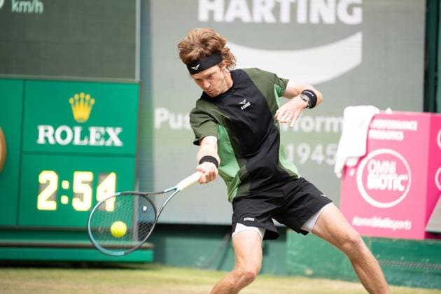 Andrey RUBLEV (RUS) Aktion Tennis Terra Wortmann Open 2025 am 18.06.2025 in der OWL Arena Halle Westfalen, Deutschland. Â