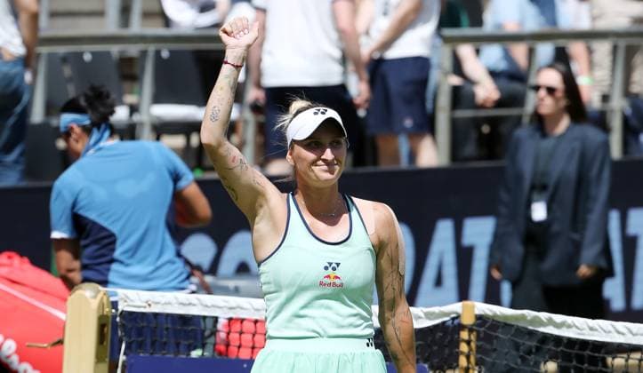 Marketa Vondrousova (CZE) jubelt und steht im Halbfinale Steffi Graf Stadion HYLO Berlin Tennis Open Damen auf Rasen 20.06.2025