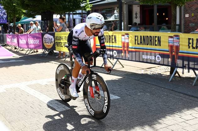 Colombian Juan Sebastian Molano of UAE Team Emirates pictured during a training session ahead of the third stage of the Baloise Belgium Tour cycling race, a 9,7km individual time trial from Tessenderlo to Ham, Friday 20 June 2025. The Baloise Belgium Tour takes place from 18 to 22 June. DAVIDxPINTENS  x127436578x