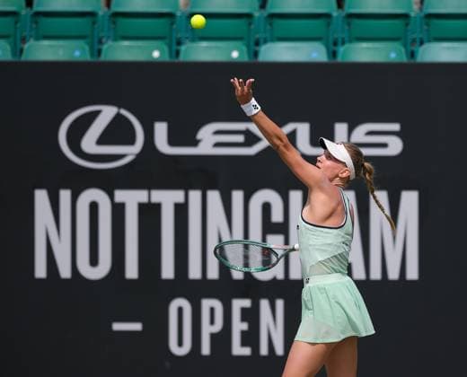 Nottingham Tennis Centre Nottingham, England - Dayana Yastremska serves to Leylah Fernandez, Dayana Yastremska won 6-3 7-6 during the match at the Lexus Nottingham Tennis Open, Quarterfinals, June 20th 2025. (Paul Bonser SPP) Copyright: xPaulxBonser SPPx spp-en-PaBo-Lexus Nottingham Open 1072