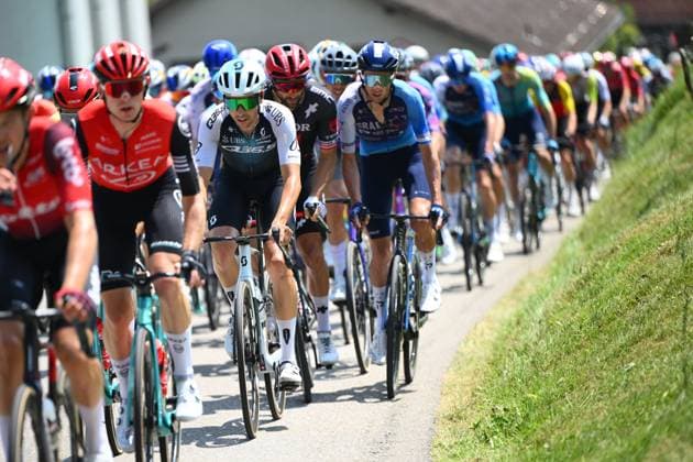Tour de Suisse 2025 Stage 6 NEUHAUSEN AM RHEINFALL, SWITZERLAND - JUNE 20 : Q36.5 Pro Cycling Team rider during stage 6 of the 88th edition of Tour de Suisse an UCI World Tour 2.UWT cycling road race stage for Men Elite of 186.7 km with start in Chur and finish in Neuhausen am Rheinfall on June 20, 2025 in Neuhausen am Rheinfall, Switzerland, 20 06 2025 ( Motordriver Kenny Verfaillie - Neuhausen am Rheinfall Switzerland  Copyright: xVincentxKalutx