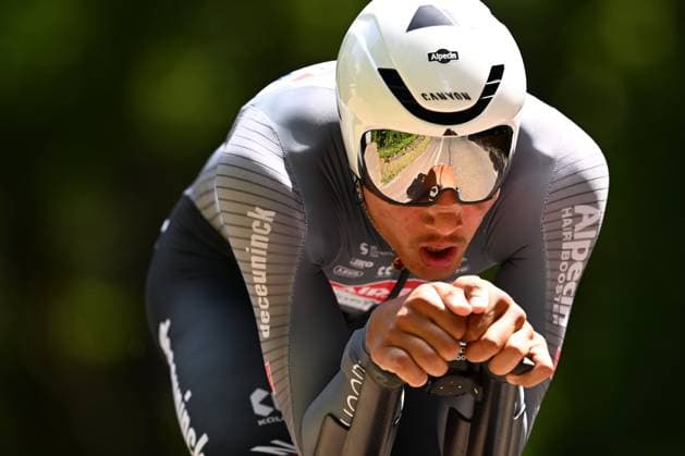 Baloise Belgium Tour 2025 Stage 3 HAM, BELGIUM - JUNE 20 : Sentjens Sente (BEL) of Alpecin - Deceuninck during stage 3 of the 94th edition of Baloise Tour of Belgium an UCI ProSeries 2.Pro Individual Time Trial stage for Men Elite of 9.7 km with start in Tessenderlo and finish in Ham on June 20, 2025 in Ham, Belgium, 20 06 2025 Ham Belgium  Copyright: xTomasxSiskx