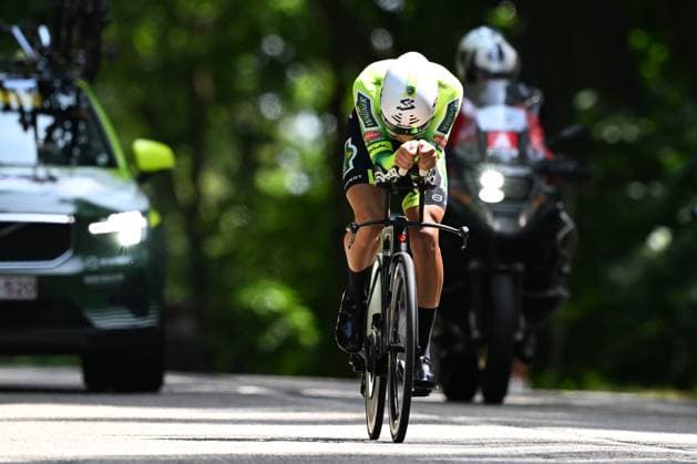 Baloise Belgium Tour 2025 Stage 3 HAM, BELGIUM - JUNE 20 : Bezza Quentin (FRA) of Wagner Bazin WB during stage 3 of the 94th edition of Baloise Tour of Belgium an UCI ProSeries 2.Pro Individual Time Trial stage for Men Elite of 9.7 km with start in Tessenderlo and finish in Ham on June 20, 2025 in Ham, Belgium, 20 06 2025 Ham Belgium  Copyright: xTomasxSiskx