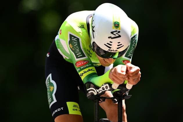 Baloise Belgium Tour 2025 Stage 3 HAM, BELGIUM - JUNE 20 : Bezza Quentin (FRA) of Wagner Bazin WB during stage 3 of the 94th edition of Baloise Tour of Belgium an UCI ProSeries 2.Pro Individual Time Trial stage for Men Elite of 9.7 km with start in Tessenderlo and finish in Ham on June 20, 2025 in Ham, Belgium, 20 06 2025 Ham Belgium  Copyright: xTomasxSiskx