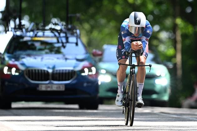 Baloise Belgium Tour 2025 Stage 3 HAM, BELGIUM - JUNE 20 : Van Lerberghe Bert (BEL) of Soudal Quick-Step during stage 3 of the 94th edition of Baloise Tour of Belgium an UCI ProSeries 2.Pro Individual Time Trial stage for Men Elite of 9.7 km with start in Tessenderlo and finish in Ham on June 20, 2025 in Ham, Belgium, 20 06 2025 Ham Belgium  Copyright: xTomasxSiskx