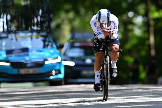 Baloise Belgium Tour 2025 Stage 3 HAM, BELGIUM - JUNE 20 : Kogut Oded (ISR) of Israel - Premier Tech during stage 3 of the 94th edition of Baloise Tour of Belgium an UCI ProSeries 2.Pro Individual Time Trial stage for Men Elite of 9.7 km with start in Tessenderlo and finish in Ham on June 20, 2025 in Ham, Belgium, 20 06 2025 Ham Belgium  Copyright: xTomasxSiskx