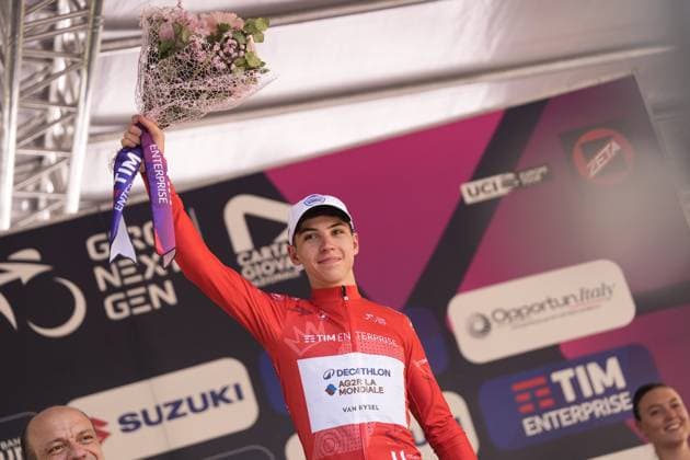 SPARFEL Aubin red jersey during the stage 6 of the Giro Next Gen 2025, Ovada (Al) Acqui Terme (Al), 155 km , Italy - friday , June 20, 2025. - cycling.  Copyright: xFabioxFerrarix LaPressex