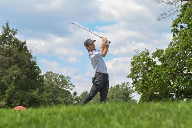 June 20, 2025: Denny McCarthy hits his tee shot on the fifth hole during the second round of the Travelers Golf Championship in Cromwell, Connecticut. CSM Cromwell USA - ZUMAc04_ 20250620_zma_c04_005 Copyright: xGregoryxVasilx