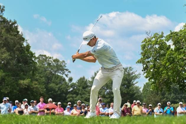 June 20, 2025: Colin Morikawa hits his tee shot on the fifth hole during the second round of the Travelers Golf Championship in Cromwell, Connecticut. CSM Cromwell USA - ZUMAc04_ 20250620_zma_c04_023 Copyright: xGregoryxVasilx
