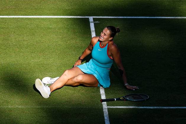 Sturz von Aryna SABALENKA beim Match gegen Elena RYBAKINA KAZ, Berlin Tennis Open by HYLO 2025, Berlin, LTTC Rot-Weiß , 20.06.2025, Copyright: xClaudioxGärtnerx