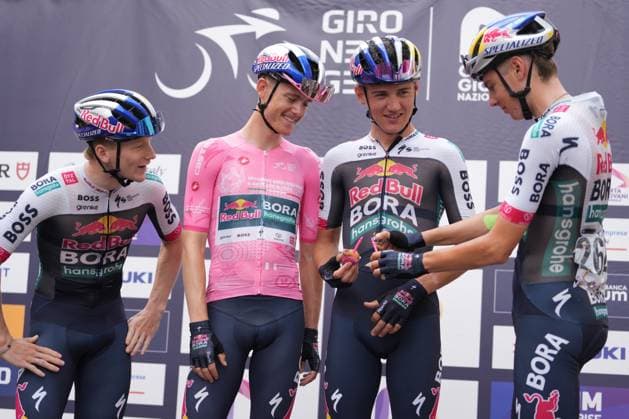Luke Tuckwell of the Red Bull - Bora - Hansgrohe Rookies Pink Jersey during the stage 7 of the Giro Next Gen 2025, Bra (Cn) Prato Nevoso, 166 km, Italy - Saturday, June 21, 2025. - cycling.  Copyright: xGianxMattiaxD Albertox LaPressex