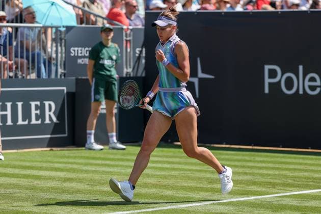 Bad Homburg am 21.06.2025 Tennis Damen Turnier WTA, Tennis Damen 500 Bad Homburg Open powered by Solarwatt 2025 Veronika Kudermetova gegen Arantxa Rus (NL) v.l., Konzentriert Veronika Kudermetova, ballt die Faust Copyright: JoaquimxFerreira