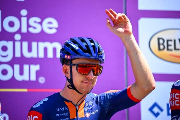 Baloise Belgium Tour 2025 Stage 4 DURBUY, BELGIUM - JUNE 21 : Vermaerke Kevin (USA) of Team Picnic PostNL on stage before the start of the race during stage 4 of the 94th edition of Baloise Tour of Belgium an UCI ProSeries 2.Pro cycling road race stage for Men Elite of 173.4 km with start in Durbuy and finish in Durbuy on June 21, 2025 in Durbuy, Belgium, 21 06 2025 ( Motordriver Guy De Vuyst - Durbuy Belgium  Copyright: xTomasxSiskx