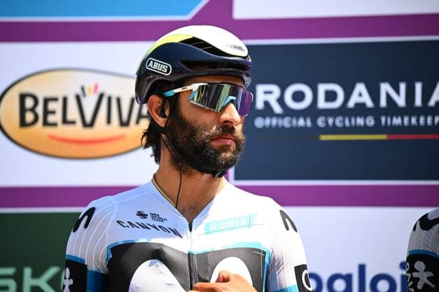 Baloise Belgium Tour 2025 Stage 4 DURBUY, BELGIUM - JUNE 21 : Gaviria Fernando (COL) of Movistar Team on stage before the start of the race during stage 4 of the 94th edition of Baloise Tour of Belgium an UCI ProSeries 2.Pro cycling road race stage for Men Elite of 173.4 km with start in Durbuy and finish in Durbuy on June 21, 2025 in Durbuy, Belgium, 21 06 2025 ( Motordriver Guy De Vuyst - Durbuy Belgium  Copyright: xTomasxSiskx