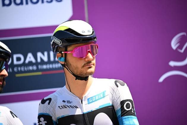 Baloise Belgium Tour 2025 Stage 4 DURBUY, BELGIUM - JUNE 21 : Moro Manlio (ITA) of Movistar Team on stage before the start of the race during stage 4 of the 94th edition of Baloise Tour of Belgium an UCI ProSeries 2.Pro cycling road race stage for Men Elite of 173.4 km with start in Durbuy and finish in Durbuy on June 21, 2025 in Durbuy, Belgium, 21 06 2025 ( Motordriver Guy De Vuyst - Durbuy Belgium  Copyright: xTomasxSiskx