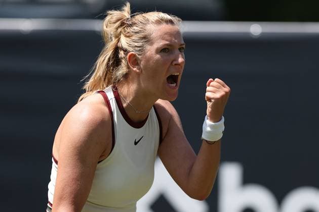 Bad Homburg am 21.06.2025 Tennis Damen Turnier WTA, Tennis Damen 500 Bad Homburg Open powered by Solarwatt 2025, Match Cat McNally (USA) gegen Victoria Azarenka v.l., Victoria Azarenka jubelt, ballt die Faust Copyright: JoaquimxFerreira