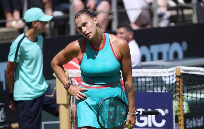 Sport Bilder des Tages Aryna Sabalenka (BLR) enttäuscht im Steffi Graf Stadion Halbfinale HYLO Berlin Tennis Open Damen auf Rasen 21.06.2025