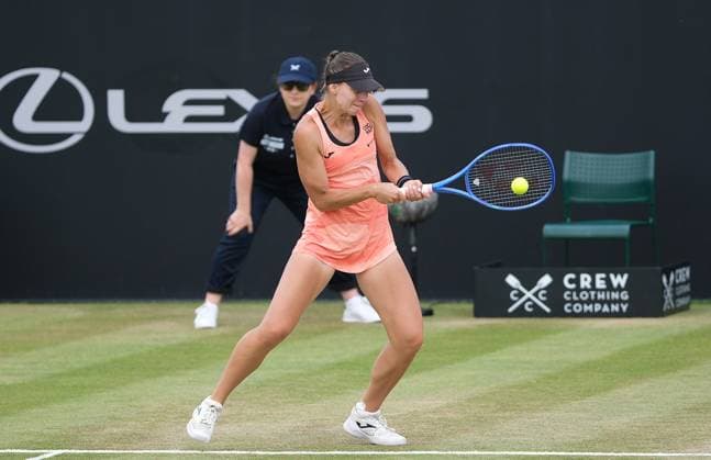 21st June 2025; Lexus Nottingham Tennis Centre, Nottingham, England; Lexus Nottingham Open, Day 6; Magda Linette plays a baseline shot to Dayana Yastremska during their semi final match  ActionPlus12803458 PaulxBonser