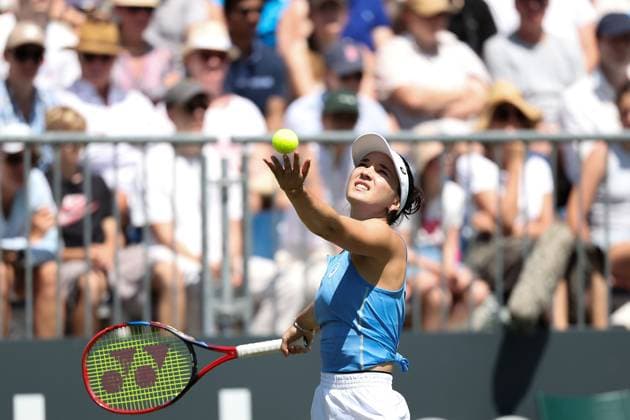Bad Homburg am 21.06.2025 Tennis Damen Turnier WTA, Tennis Damen 500 Bad Homburg Open powered by Solarwatt 2025 Eva Lys (GER) gegen Ana Konjuh (CRO) v.l., Eva Lys (GER) macht einen Aufschlag. Copyright: JoaquimxFerreira