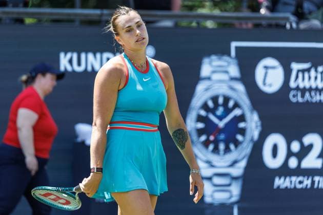 21.06.2025 Tennis: WTA, Tennis Damen Tour- Berlin, Einzel, Damen, Halbfinale, Marketa Vondrousova (CZE) - Samsonova (Russland), Steffi-Graf-Stadion. Aryna Sabalenka aergert sich über den Ballverlust. Tennis: WTA-Tour- Berlin