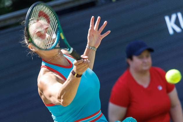 21.06.2025 Tennis: WTA, Tennis Damen Tour- Berlin, Einzel, Damen, Halbfinale, Marketa Vondrousova (CZE) - Samsonova (Russland), Steffi-Graf-Stadion. Aryna Sabalenka retourniert einen Ball. Tennis: WTA-Tour- Berlin