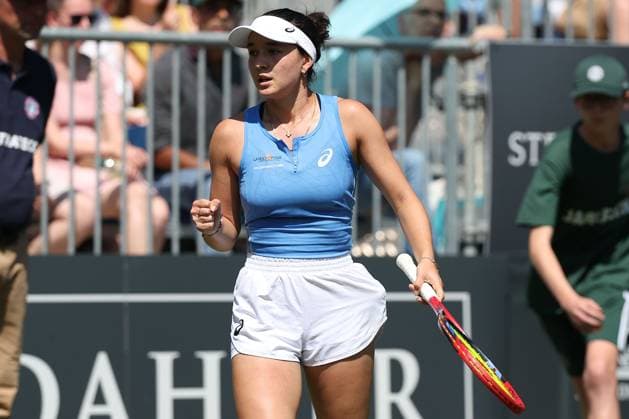 Bad Homburg am 21.06.2025 Tennis Damen Turnier WTA, Tennis Damen 500 Bad Homburg Open powered by Solarwatt 2025 Match Eva Lys (GER) gegen Ana Konjuh (CRO) v.l., Eva Lys (GER) jubelt, ballt die Faust Copyright: JoaquimxFerreira