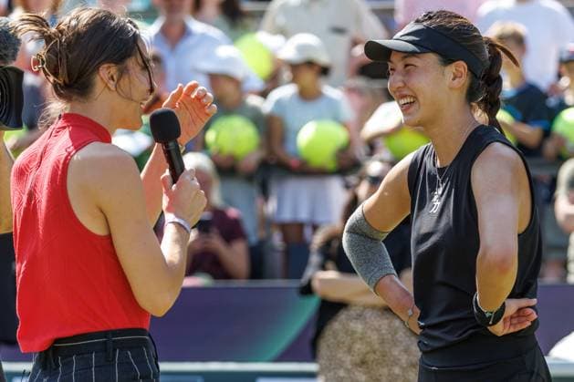 21.06.2025 Tennis: WTA, Tennis Damen Tour- Berlin, Einzel, Damen, Halbfinale, Xinyu Wang (CHN) - Ludmilla Samsonova (Russland), Steffi-Graf-Stadion. Xinyu Wang im Interview. Tennis: WTA-Tour- Berlin