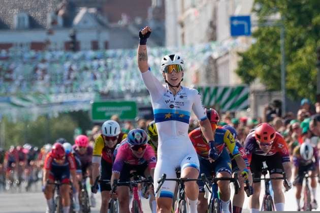 Cycling: Copenhagen Sprint - Womens Race Dutch European Champion Lorena Wiebes (SD Worx) crosses the finish line to win the women s Cycling World Tour race Copenhagen Sprint starting in Roskilde and finishing in Copenhagen, Denmark, Saturday June 21, 2025. (Photo: Ida Marie Odgaard Scanpix 2025) , Roskilde-Copenhagen Denmark Copyright: IdaxMariexOdgaardx spdk20250621-171636-L