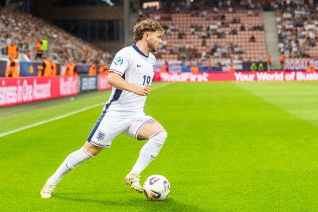 SPAIN U21, U 21 - ENGLAND U21 Harvey Elliott of England during the UEFA European Under-21 Championship 2025 Quarterfinal football match between Spain U21 and England U21. Stadium City Arena, Trnava, Slovakia, June 21, 2025. Photo by Branislav Racko Copyright: xx _BRR2696