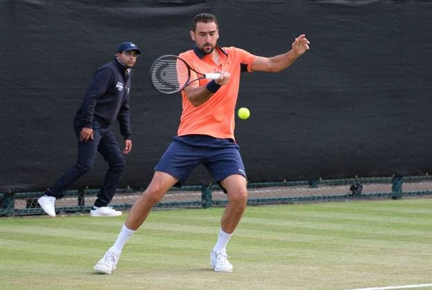21st June 2025; Lexus Nottingham Tennis Centre, Nottingham, England; Lexus Nottingham Open, Day 6; Marin Cilic plays a forehand shot to Shintaro Mochhizuki; Marin Cilic won the mens singles final 6-2 6-3  ActionPlus12803918 PaulxBonser