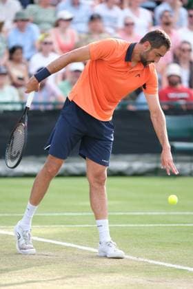 21st June 2025; Lexus Nottingham Tennis Centre, Nottingham, England; Lexus Nottingham Open, Day 6; Marin Cilic serves to Shintaro Mochhizuki in the mens final; Marin Cilic won the mens final 6-2 6-3  ActionPlus12803929 PaulxBonser