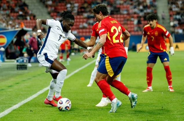 Jonathan Rowe of England. Spain U21, U 21 v England U21, UEFA U21 Championship, Quarter-final, Stadion Antona Malatinskeho, Slovakia - 21 Jun 2025  Copyright: xNikolaxKrstic Shutterstockx 15367881ed