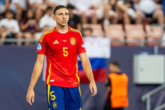 SPAIN U21, U 21 - ENGLAND U21 Cesar Tarrega of Spain during the UEFA European Under-21 Championship 2025 Quarterfinal football match between Spain U21 and England U21. Stadium City Arena, Trnava, Slovakia, June 21, 2025. Photo by Branislav Racko Copyright: xx 080A1871