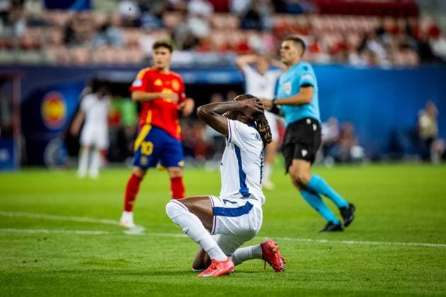 SPAIN U21, U 21 - ENGLAND U21 Brooke Norton Cuffy of England during the UEFA European Under-21 Championship 2025 Quarterfinal football match between Spain U21 and England U21. Stadium City Arena, Trnava, Slovakia, June 21, 2025. Photo by Branislav Racko Copyright: xx 080A2434