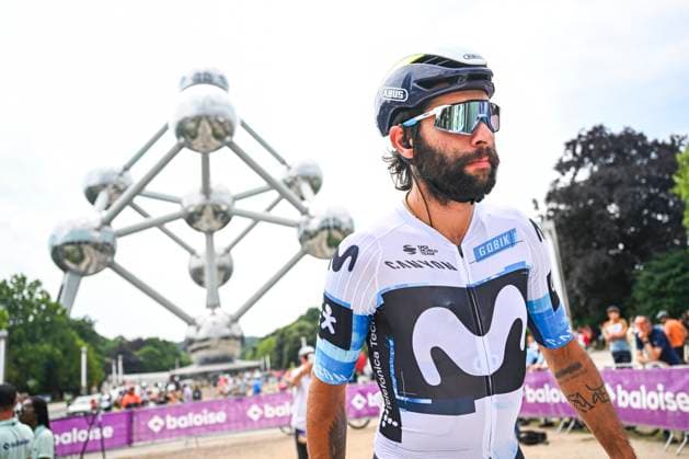 Baloise Belgium Tour 2025 Stage 5 BRUSSEL, BELGIUM - JUNE 22 : Gaviria Fernando (COL) of Movistar Team before the start of the race during stage 5 of the 94th edition of Baloise Tour of Belgium an UCI ProSeries 2.Pro cycling road race stage for Men Elite of 183.2 km with start in Brussel and finish in Brussel on June 22, 2025 in Brussel, Belgium, 22 06 2025 ( Motordriver Guy De Vuyst - Brussel Belgium  Copyright: xTomasxSiskx