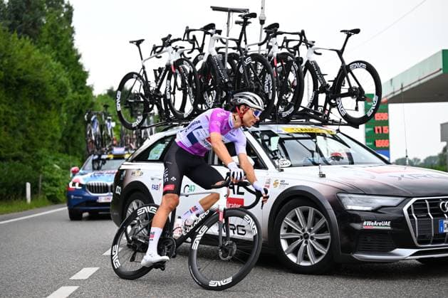 Baloise Belgium Tour 2025 Stage 5 BRUSSEL, BELGIUM - JUNE 22 : Baroncini Filippo (ITA) of UAE Team Emirates - XRG in action during stage 5 of the 94th edition of Baloise Tour of Belgium an UCI ProSeries 2.Pro cycling road race stage for Men Elite of 183.2 km with start in Brussel and finish in Brussel on June 22, 2025 in Brussel, Belgium, 22 06 2025 ( Motordriver Guy De Vuyst - Brussel Belgium  Copyright: xTomasxSiskx