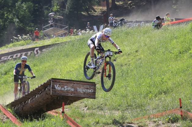 UCI MTB World Cup - XCO Pierre Teyssot MAXPPP ; UCI MTB World Cup - XCO. Commezzadura, Italy on June 22, 2025. Cross-Country Olympic Race, Women, Puck Pieterse (NED) Pierre Teyssot Maxppp Commezzadura Trentino Italy  Copyright: xMAXPPPxPierrexTeyssotx PT1_4695 PT1_4695