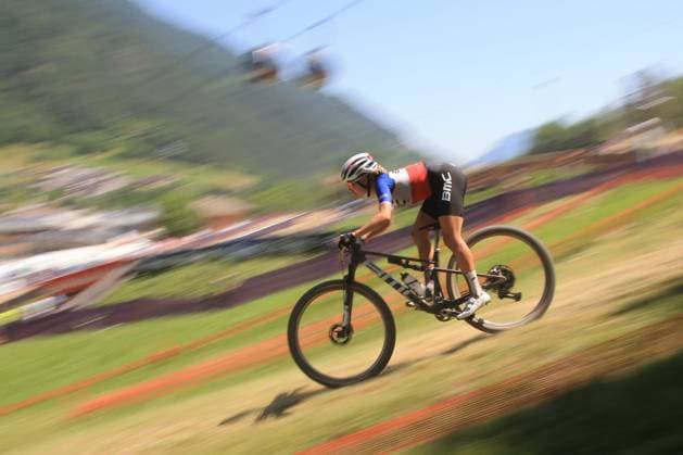UCI MTB World Cup - XCO Pierre Teyssot MAXPPP ; UCI MTB World Cup - XCO. Commezzadura, Italy on June 22, 2025. Cross-Country Olympic Race, Women, Loana Lecomte (FRA) Pierre Teyssot Maxppp Commezzadura Trentino Italy  Copyright: xMAXPPPxPierrexTeyssotx PT1_4938 PT1_4938