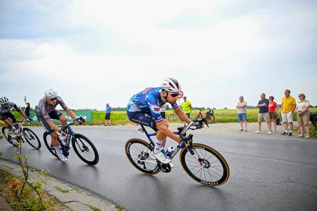Baloise Belgium Tour 2025 Stage 5 BRUSSEL, BELGIUM - JUNE 22 : Cerny Josef (CZE) of Soudal Quick-Step in action during stage 5 of the 94th edition of Baloise Tour of Belgium an UCI ProSeries 2.Pro cycling road race stage for Men Elite of 183.2 km with start in Brussel and finish in Brussel on June 22, 2025 in Brussel, Belgium, 22 06 2025 ( Motordriver Guy De Vuyst - Brussel Belgium  Copyright: xTomasxSiskx