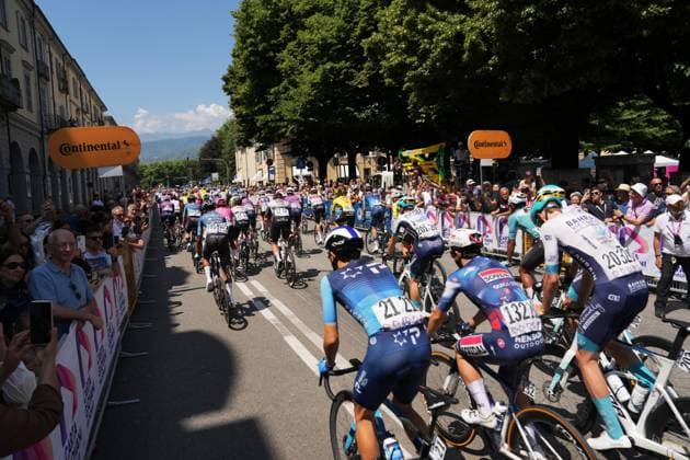 The start of the stage 8 of the Giro Next Gen 2025, from Pinerolo (To) to Pinerolo (To), 147 km, Italy - Sunday, June 22, 2025. - cycling.  Copyright: xGianxMattiaxD Alberto LaPressex