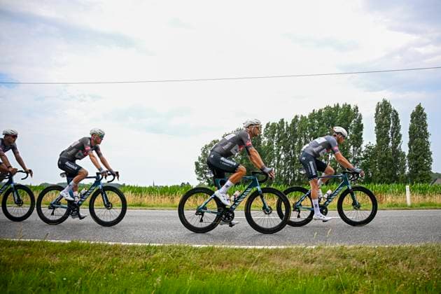 Baloise Belgium Tour 2025 Stage 5 BRUSSEL, BELGIUM - JUNE 22 : Rickaert Jonas (BEL) of Alpecin - Deceuninck, Riesebeek Oscar (NED) of Alpecin - Deceuninck in action during stage 5 of the 94th edition of Baloise Tour of Belgium an UCI ProSeries 2.Pro cycling road race stage for Men Elite of 183.2 km with start in Brussel and finish in Brussel on June 22, 2025 in Brussel, Belgium, 22 06 2025 ( Motordriver Guy De Vuyst - Brussel Belgium  Copyright: xTomasxSiskx