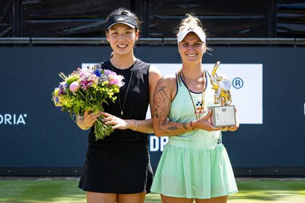 Xinyu WANG CHN und Siegerin 2025 Marketa VONDROUSOVA CZE, Berlin Tennis Open by HYLO 2025, Berlin, LTTC Rot-Weiß , 22.06.2025, Copyright: xClaudioxGärtnerx