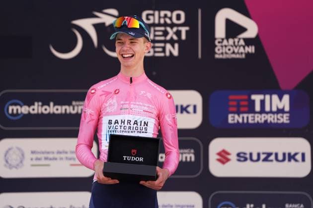 Omrzel Jakob of Bahrain Victorious Development Team Pink Jersey during the stage 8 of the Giro Next Gen 2025, from Pinerolo (To) to Pinerolo (To), 147 km, Italy - Sunday, June 22, 2025. - cycling.  Copyright: xFabioxFerrari LaPressex