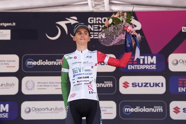 Filippo Turconi (VF Group BardianiCSF-Faizane) Tricolour Jersey during the stage 8 of the Giro Next Gen 2025, from Pinerolo (To) to Pinerolo (To), 147 km, Italy - Sunday, June 22, 2025. - cycling.  Copyright: xFabioxFerrari LaPressex