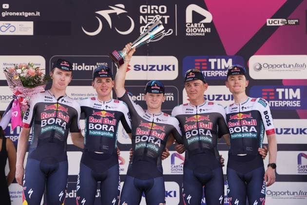 Red Bull - Bora - Hansgrohe Rookies Team during the stage 8 of the Giro Next Gen 2025, from Pinerolo (To) to Pinerolo (To), 147 km, Italy - Sunday, June 22, 2025. - cycling.  Copyright: xFabioxFerrari LaPressex
