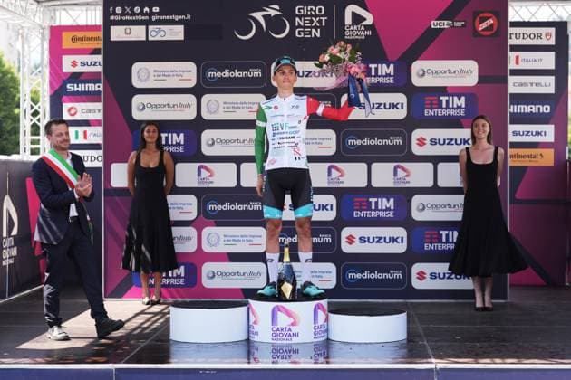 Filippo Turconi (VF Group BardianiCSF-Faizane) Tricolour Jersey during the stage 8 of the Giro Next Gen 2025, from Pinerolo (To) to Pinerolo (To), 147 km, Italy - Sunday, June 22, 2025. - cycling.  Copyright: xGianxMattiaxD Alberto LaPressex