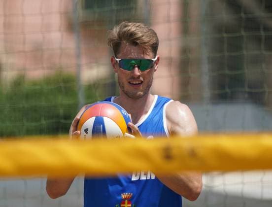 Volleyball World Beach Tour Futures Messina Mollgaard and Houmann (DEN) play against Hopt and Pfretzschner (GER) in the final for third place in the men s tournament at the Volleyball World Beach Pro Tour Futures in Messina, Italy, on June 22, 2025. Messina Italy  Copyright: xGabrielexMaricchiolox originalFilename:maricchiolo-volleyba250622_npMpn.jpg