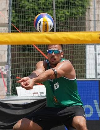 Volleyball World Beach Tour Futures Messina Mollgaard and Houmann (DEN) play against Hopt and Pfretzschner (GER) in the final for third place in the men s tournament at the Volleyball World Beach Pro Tour Futures in Messina, Italy, on June 22, 2025. Messina Italy  Copyright: xGabrielexMaricchiolox originalFilename:maricchiolo-volleyba250622_npvgU.jpg