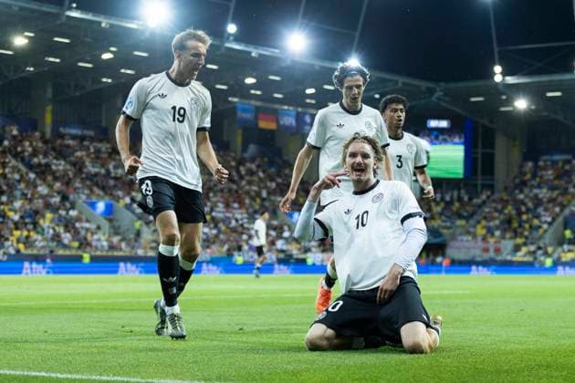 UEFA U21, U 21 Europameisterschaft, Viertelfinale: Deutschland - Italien; 22.06.2025 Jubel nach dem Tor zum 1:1 durch Nick Woltemade (Deutschland, 10) bei der UEFA U21-Europameisterschaft im Viertelfinalspiel Deutschland - Italien, am 22.06.2025, DAC Arena, Dunajska Streda, Slowakei Copyright: xBEAUTIFULxSPORTS Meuselx